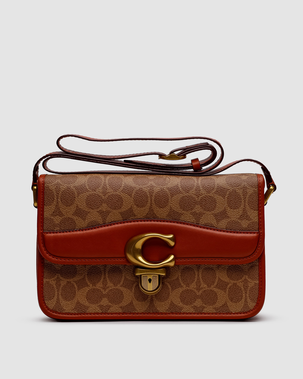 💎 Coach Signature Logo Refined Calf Leather Studio Crossbody Bag, фото 1