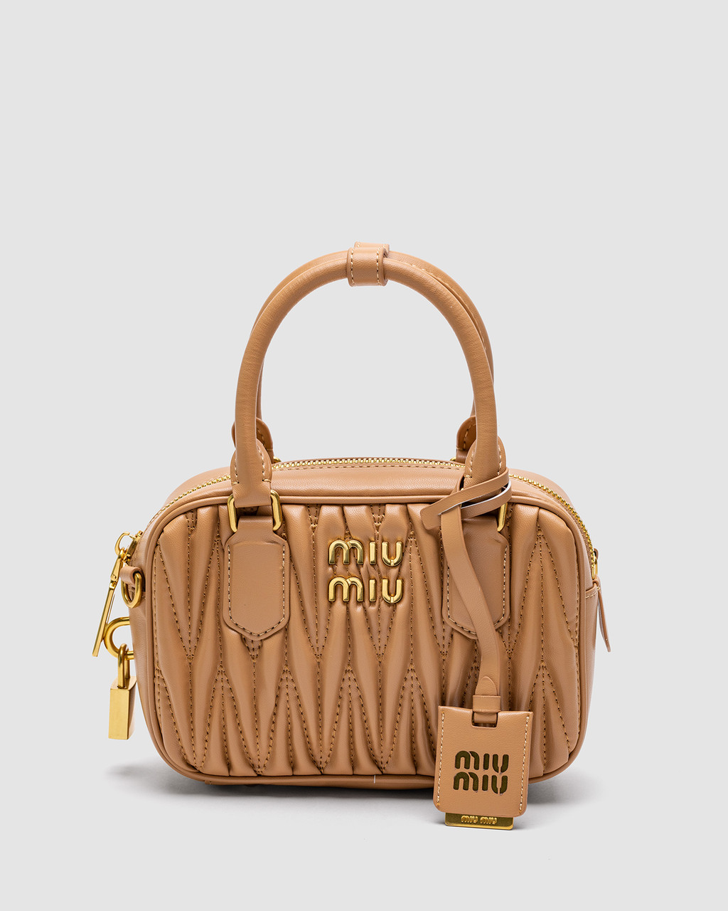 💎 Miu Miu Arcadie Matelassé Nappa Leather Bag Beige 20 x 13 x 7 см, фото 1