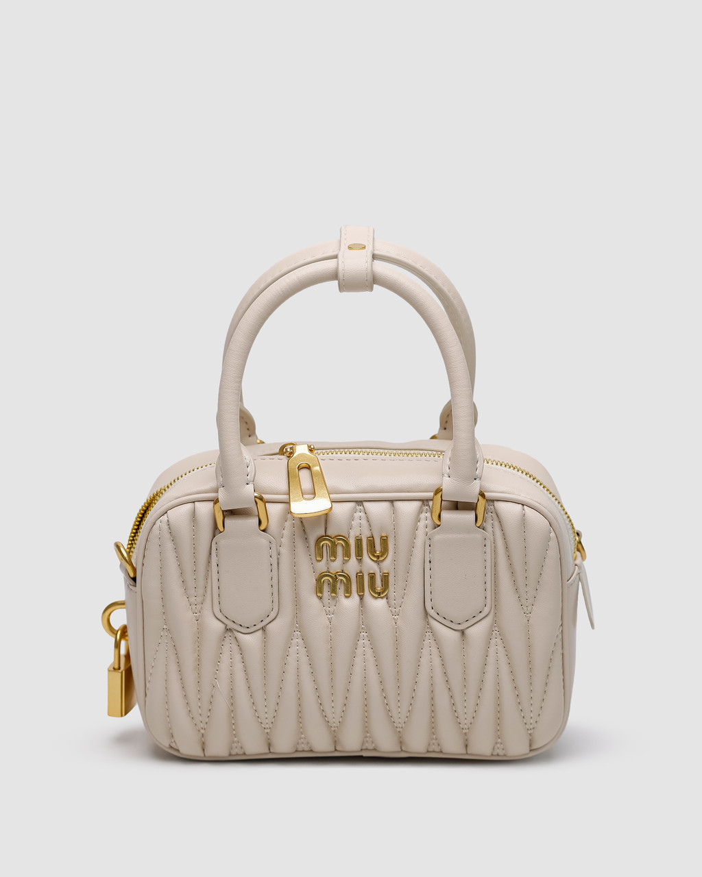 💎 Miu Miu Arcadie Matelassé Nappa Leather Bag Cream 19 х 13 х 6.5 см, фото 1