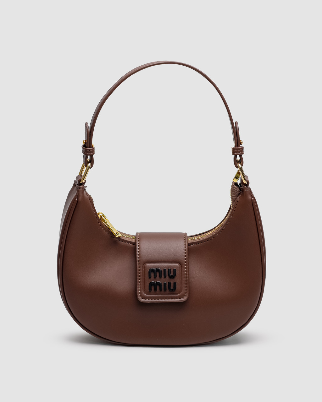 💎 Miu Miu Leather Hobo Bag Brown 24.5 х 17 х 7 см, фото 1