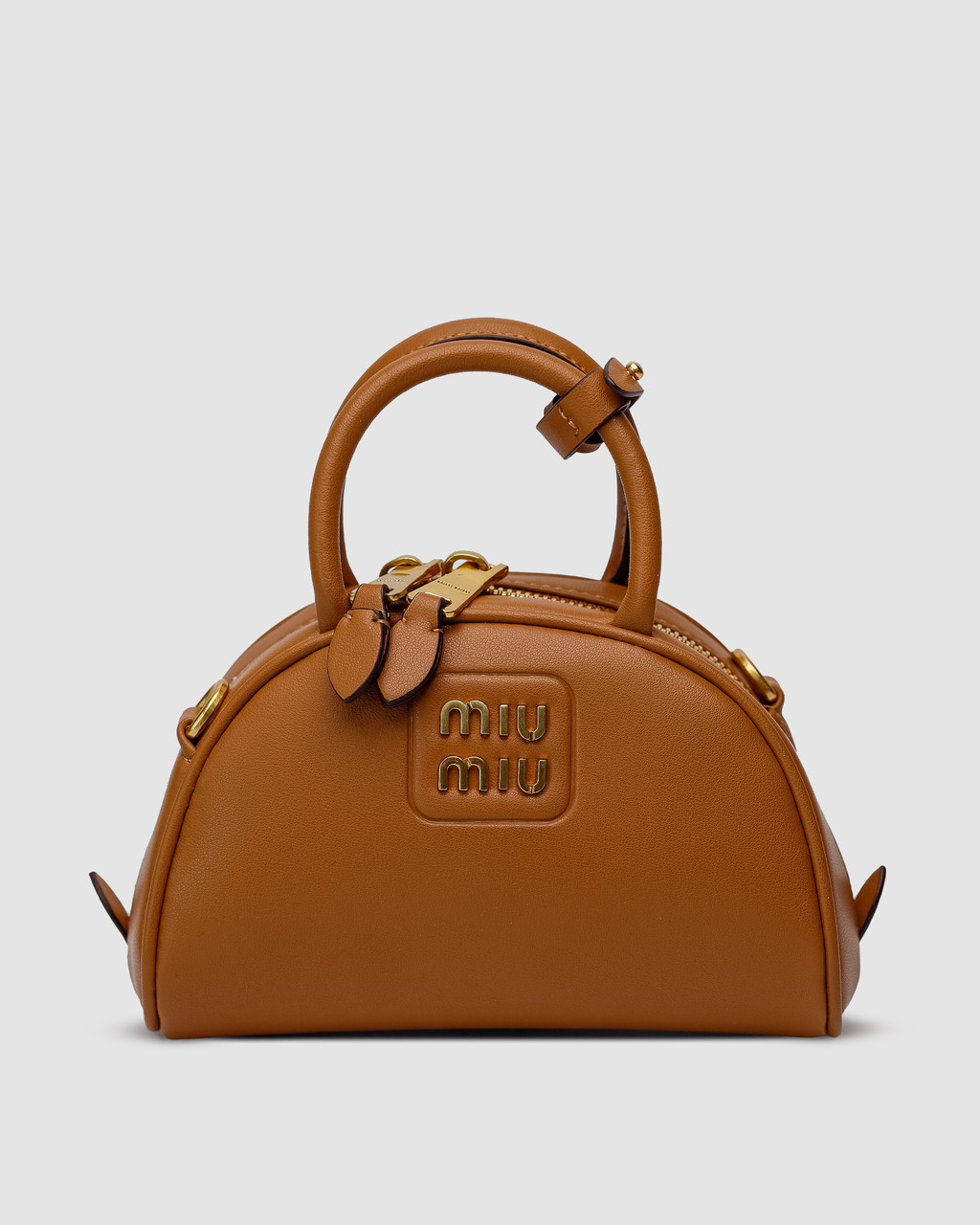 💎 Miu Miu Leather Top Handle Bag Brown 17.5 x 11 x 7 см, фото 1