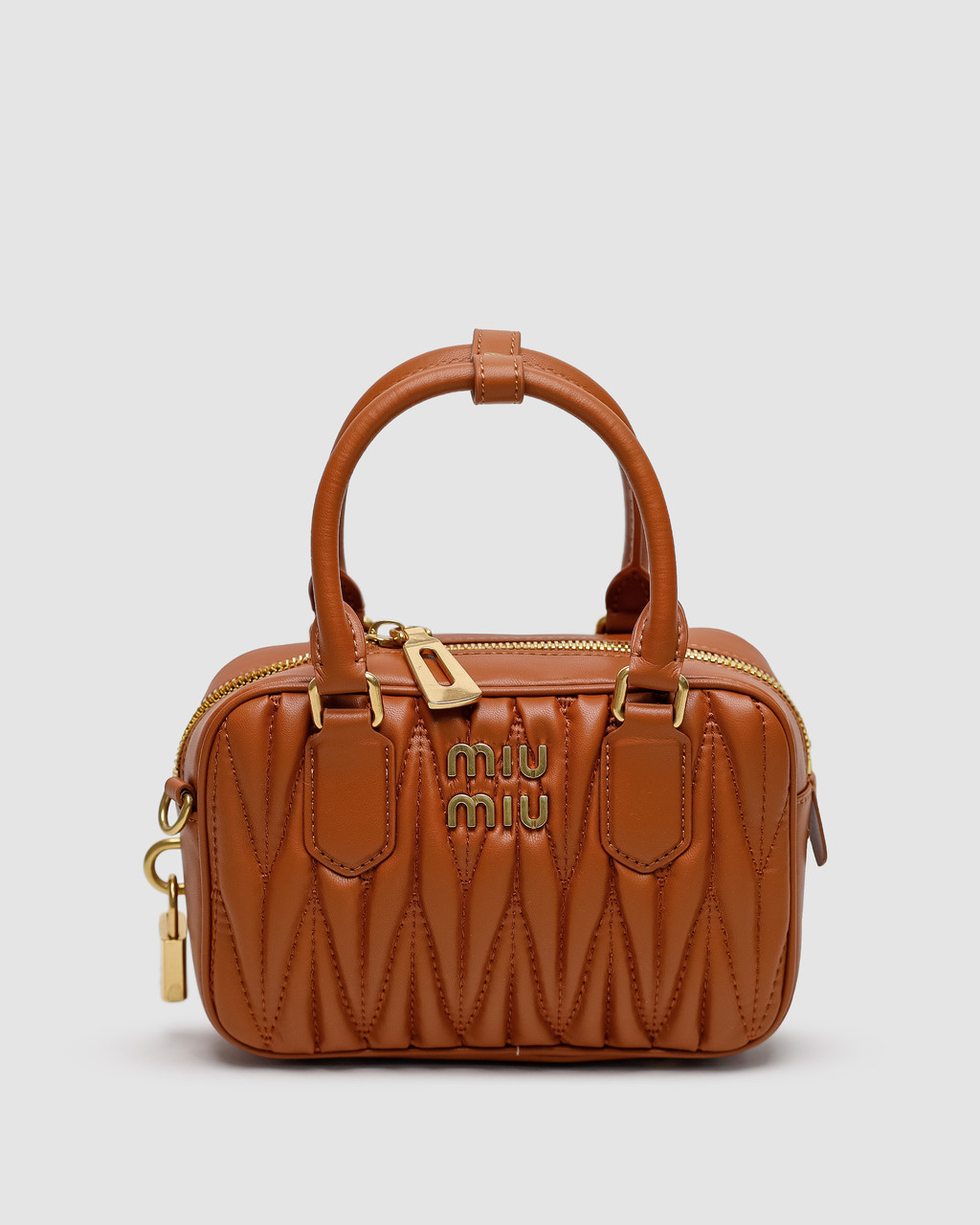 💎 Miu Miu Arcadie Matelassé Nappa Leather Bag Brown 19 х 13 х 6.5 см, фото 1