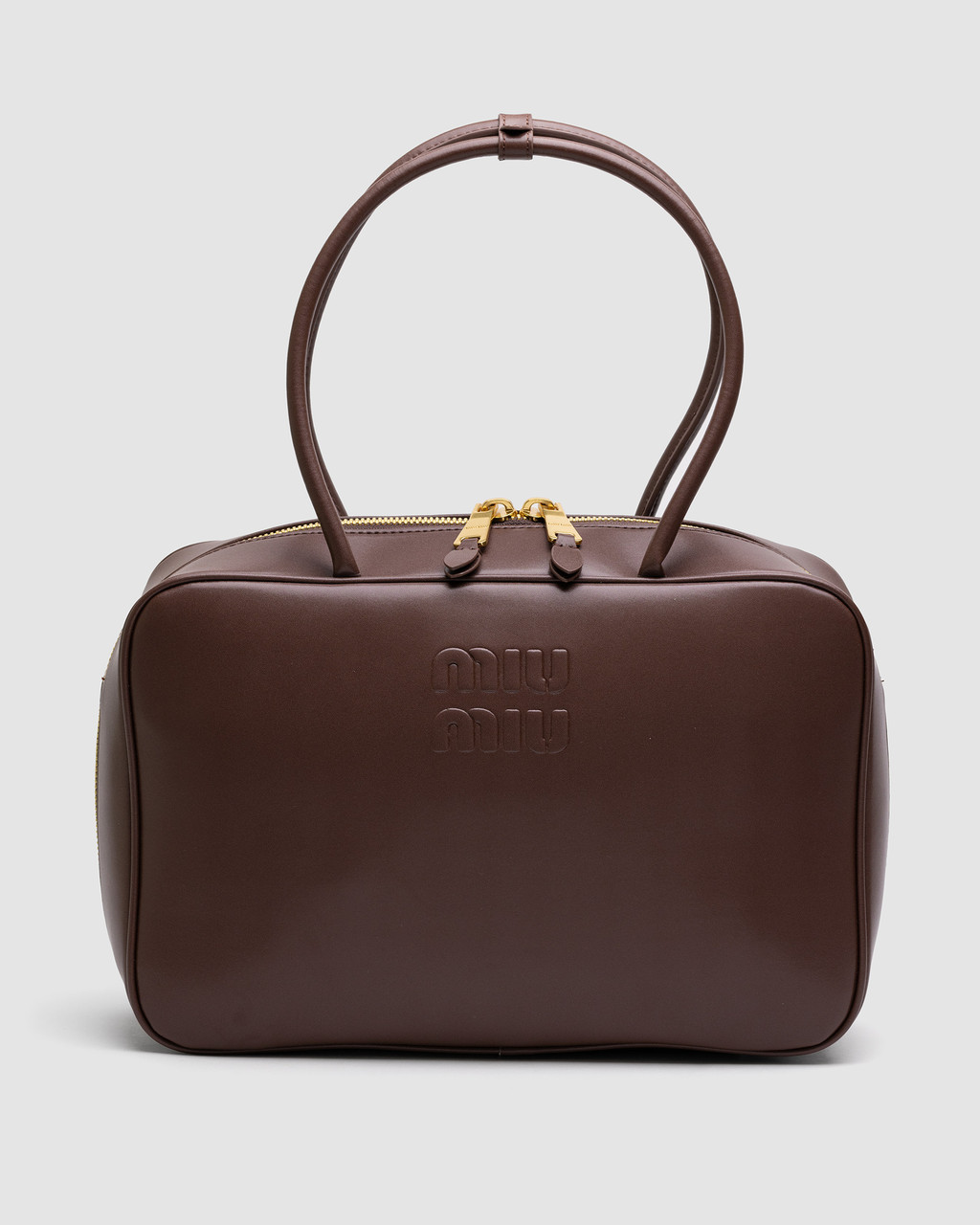 💎 Miu Miu Chocolate Leather Beau Top-Handle Bag 34 х 22 х 10 см, фото 1