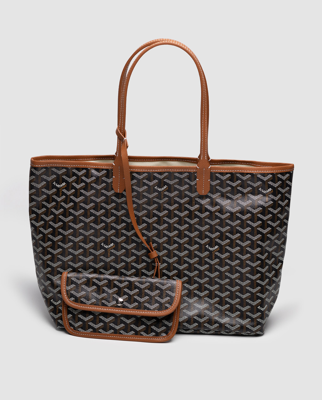 💎 GOYARD Saint Louis PM Coated Canvas Tote bag Brown Black Ex, фото 1