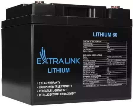 Extralink Lifepo4 60Ah 12.8V, Bms (EX30448), фото 1