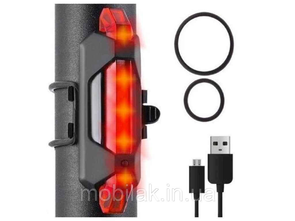 Ліхтарик LED акумуляторний USB задній для велосипеда 7.5*2см VL97732 ТМ STENSON, фото 1