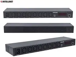 Подовжувач живлення Intellinet Rack 19 1U 110V-250V/16A 8 розеток C13, керований IP (163682)