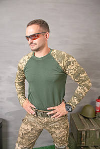 Лонгслів бавовна піксель/олива