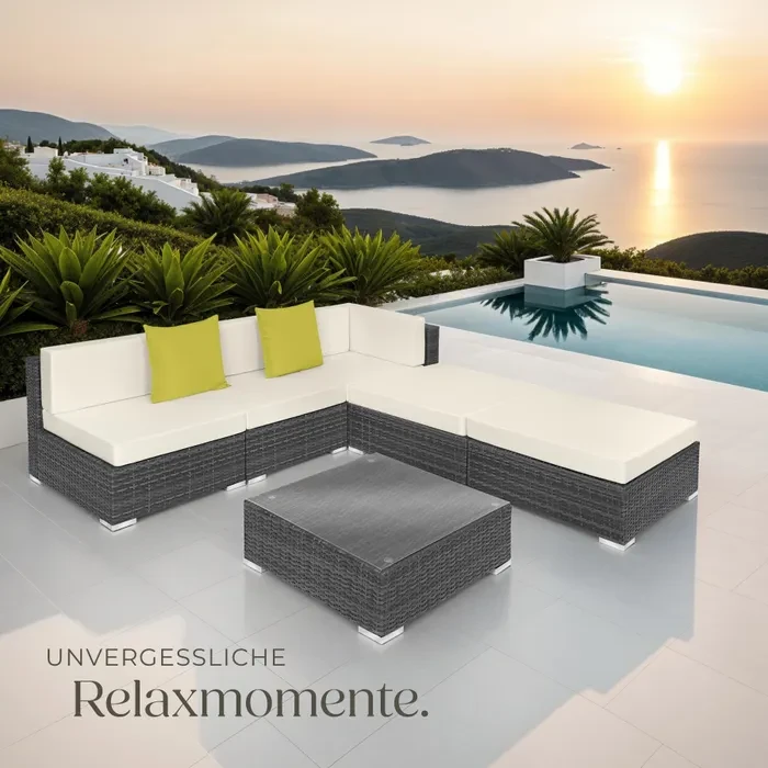 Модульный кутовий диван із техноротангу для відпочинку Paris сірого кольору