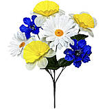 Штучні квіти букет ромашки, волошки, нарциси серія Україна, 36см, фото 2