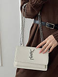 Жіноча сумка Yves Saint Laurent YSL Ів Сен Лоран білий срібло клатч, фото 7
