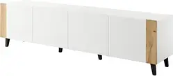 Тумба під телевізор Cama Meble Szafka Rtv Faro 200X42X52 Biały Mat + Dąb Craft