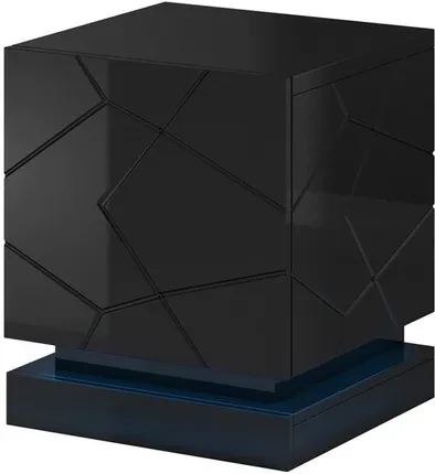 Шафа Cama Meble Szafka Nocna Qiu 2Szt. 46X41,5Xh53 Czarny Połysk/Czarny Połysk, фото 1