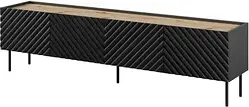 Тумба під телевізор Cama Meble Szafka Rtv 4D Onda 200X40X35 54 Czarny (Stojąca Lub Wisząca)