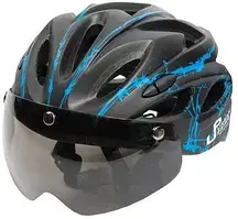 Велосипедний шолом Urban Prime Up Hlm Ebk Bb Czarno Niebieski Mtb + Magnetyczne Okulary Przeciwsłoneczne