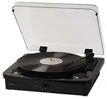 Вініловий програвач Denver VPL-230 - Gramofon z wbudowanymi głośnikami, Bluetooth, USB i gniazdem kart SD i MP3, czarny
