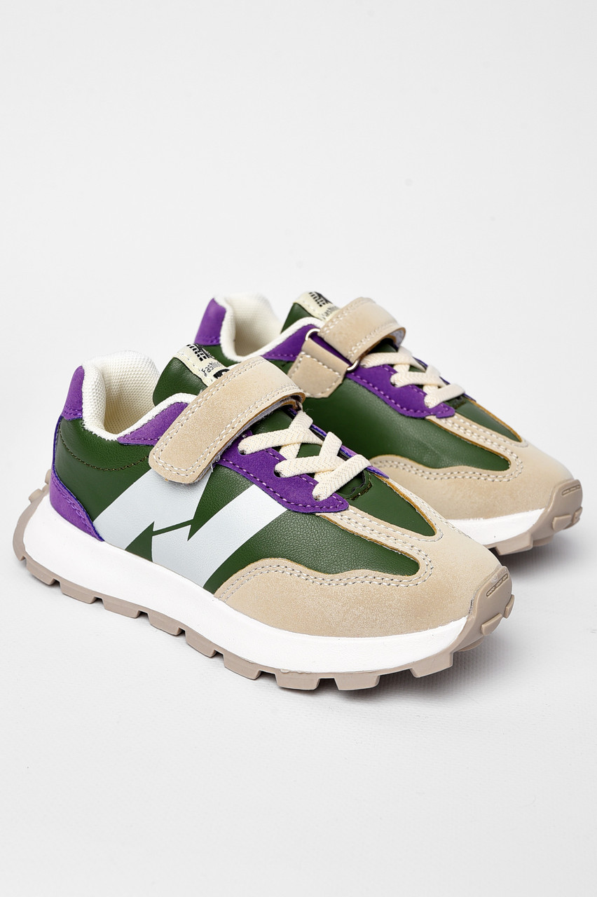 Кросівки дитячі кольору хакі на ліпучці 197421T Безкоштовна доставка, фото 1