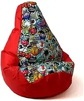 Пуф Go Gift Pufa Worek Graffiti Czerwony L 105X80 Cm