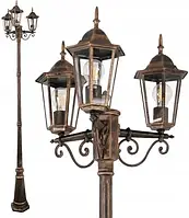 Ліхтар Polux Stojąca Lampa Ogrodowa Liguria Klasyczna Oprawa Metalowa Do Ogrodu Outdoor Ip43 Patyna