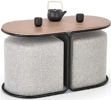 Стіл/лава Ława Pampa Z Pufami Halmar Orzech + Czarny 14404 147843