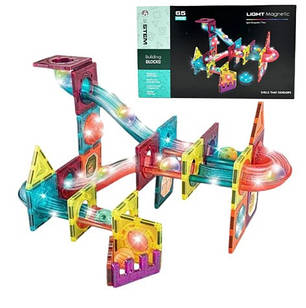 Магнітний конструктор DIY 65 деталей Magnetic Blocks світний "Горки" динамічний конструктор лабіринт