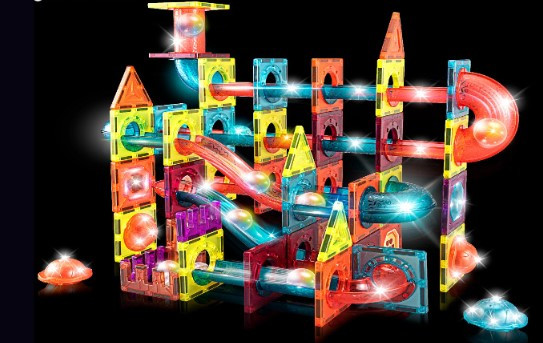 Магнітний конструктор DIY 110 деталей Magnetic Blocks світний "Горки" динамічний конструктор лабіринт