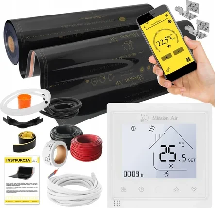 Нагрівальний мат Mission Air Zestaw Folia Mata Grzewcza Podczerwień 1,5M² 160W ZESTAWIRGOLD15M160W100CM+LIBRAW, фото 1