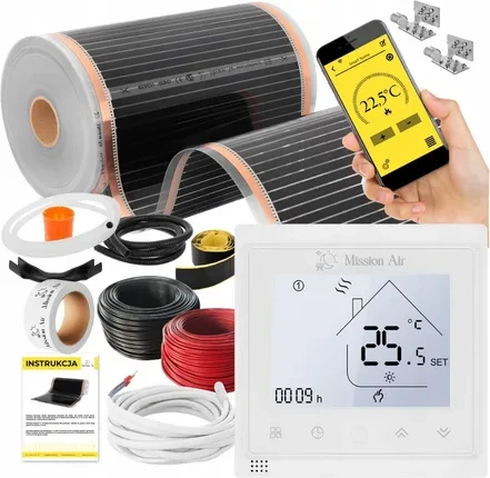 Нагрівальний мат Mission Air Zestaw Folia Mata Grzewcza Podczerwień 160W 3m² ZESTAWIRSILVER3M160W50CMLIBRAWH, фото 1