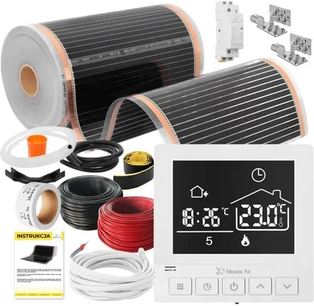 Нагрівальний мат Mission Air Zestaw Folia Mata Grzewcza Podczerwień 160W 24m² ZESTAWIRSILVER24M160W50CMTURUSWH, фото 1