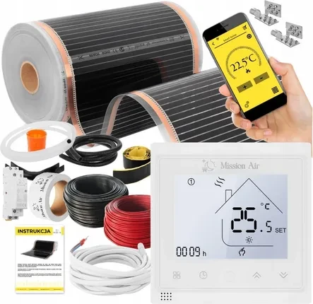 Нагрівальний мат Mission Air Zestaw Folia Mata Grzewcza Podczerwień 160W 28m² ZESTAWIRSILVER28M160W50CMLIBRAWH, фото 1