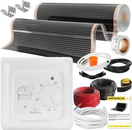 Нагрівальний комплект Zestawy z folią grzewczą na podczerwień Black Silver PTC 160W/m², szerokość folii 100cm 12 m² Aries, фото 1