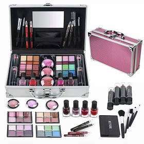 Набір косметики для макіяжу у валізці для підлітків дівчат жінок Рожевий (60694)