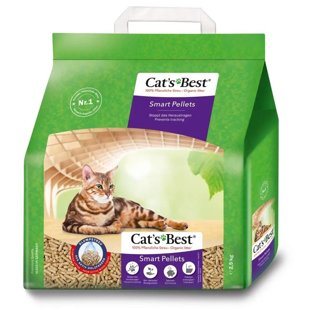 Деревинний наповнювач для котячого туалету Cat's Best Smart Pellets 2,5 кг / 10 л