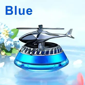 Ароматизатор автомобільний Вертоліт на сонячній батареї, з обертовими лопатями, синій Лучшая цена