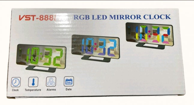 Електронний настільний годинник LED-підсвітка Будильник і таймер VST 888H RGB Лучшая цена