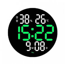 Електронний круглий настінний годинник 26 см 3813L YU227