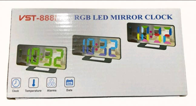 Електронний настільний годинник LED-підсвітка Будильник і таймер VST 888H RGB YU227, фото 1
