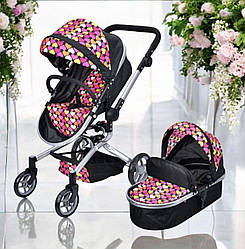 Коляска для ляльки 9695 Melogo темна з сердечками, зимова