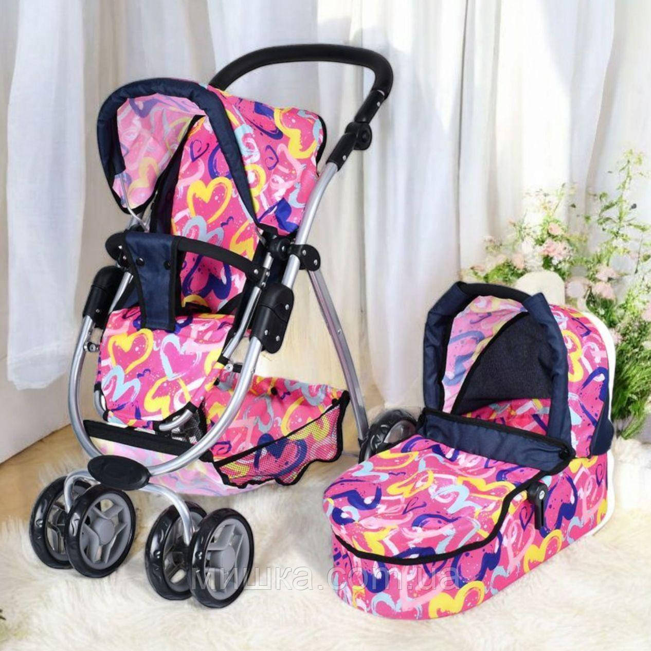 Коляска 9662М для ляльок нового "модульного типу 4-в-1, яскрава, трансформер, прогулянкова/класика, фото 1