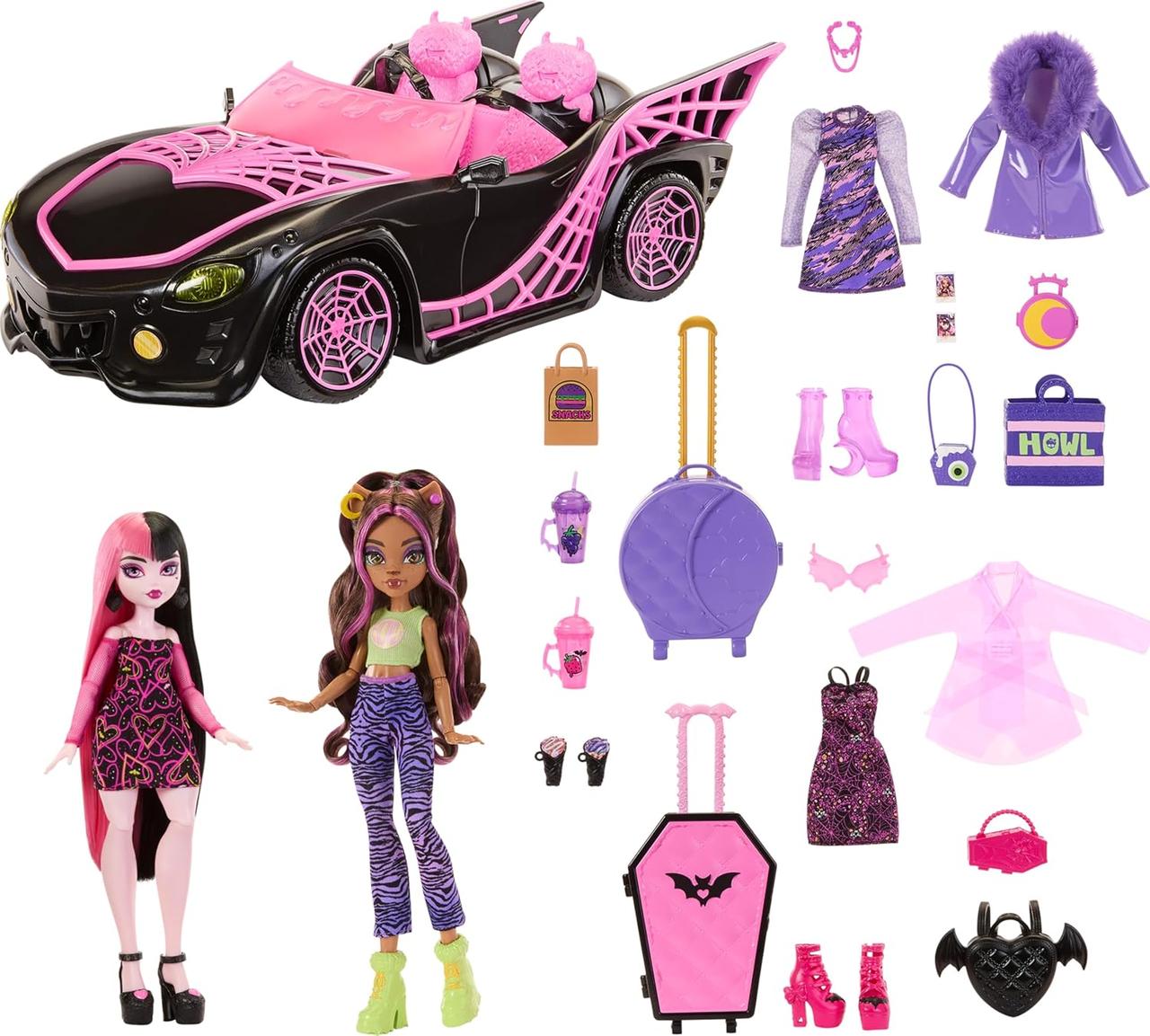 Ляльки і кабріолет Монстер Хай дракулаура та клодін вульф Monster High Eeekend Getaway Draculaura & Clawdeen, фото 1