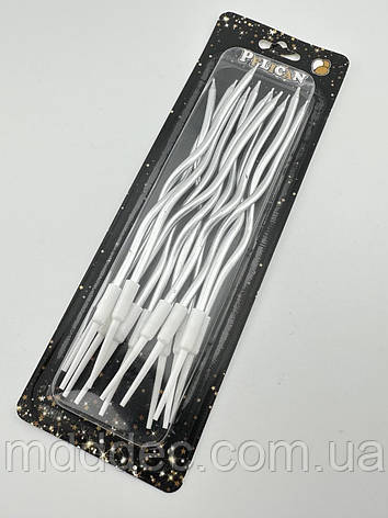 Свічки для торта хвилясті срібло 12шт, святкові срібні свічки на день народження висота 11см, фото 2