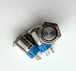 Кнопка антивандальна 19 мм 12-24в 5pin зворотна без фіксації з підсвіткою червоний LED, Кнопки металеві, фото 3