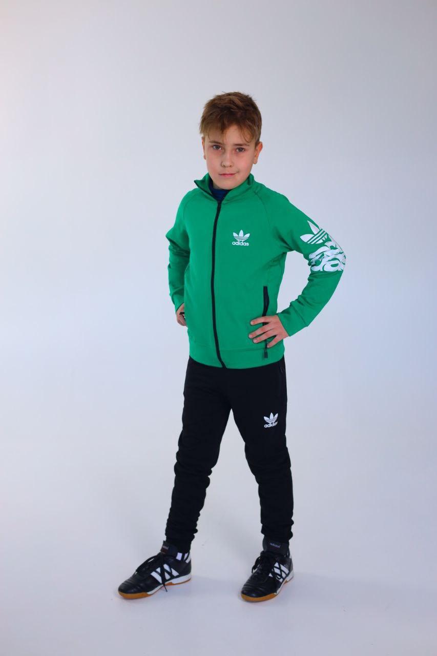 Спортивний костюм підлітковий Adidas для хлопчиків і дівчат весняний осінній адидас зелений