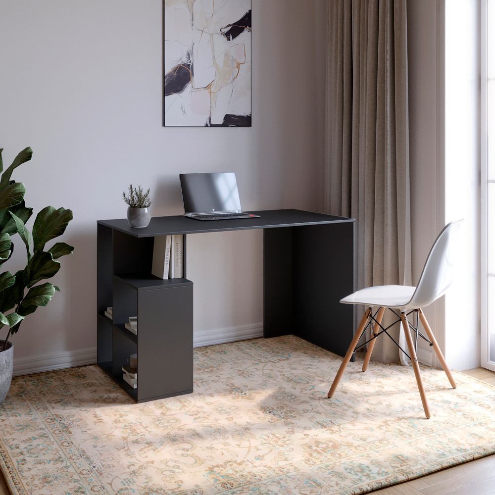 Cтіл письмовий з полицями М-ЗОН Джеко 1200/3 Антрацит (MZN-031024), фото 1