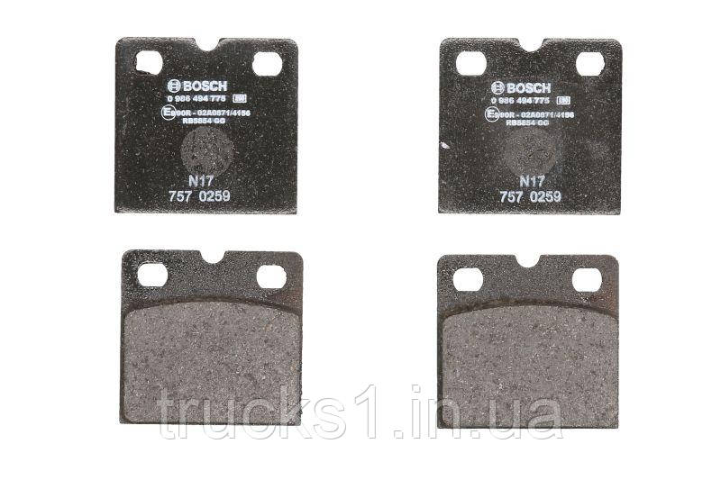 Колодки гальмівні (задні) Audi R8/Tesla Model S/X 13- 0 986 494 775 (BOSCH), фото 1