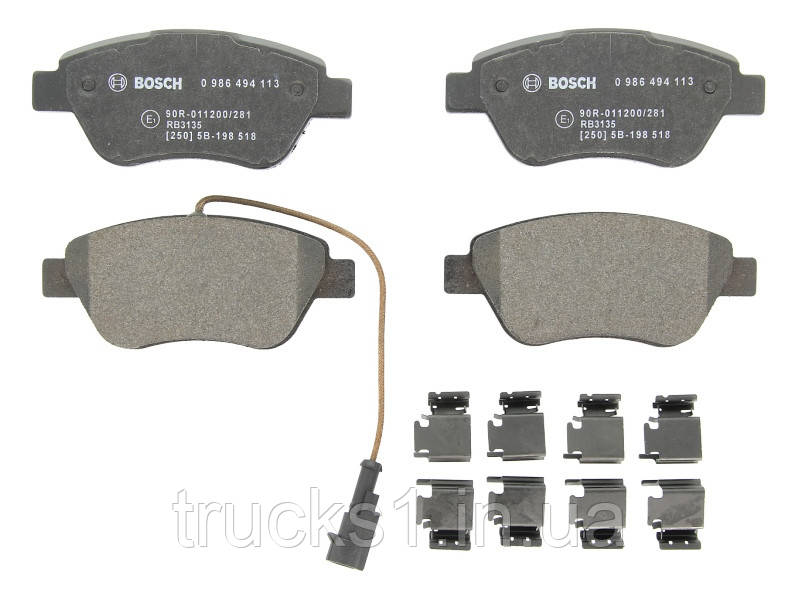 Колодки гальмівні (передні) Fiat Doblo/Citroen Nemo/Peugeot Bipper 08- (Bosch)  + датчик 0 986 494 113 (BOSCH), фото 1