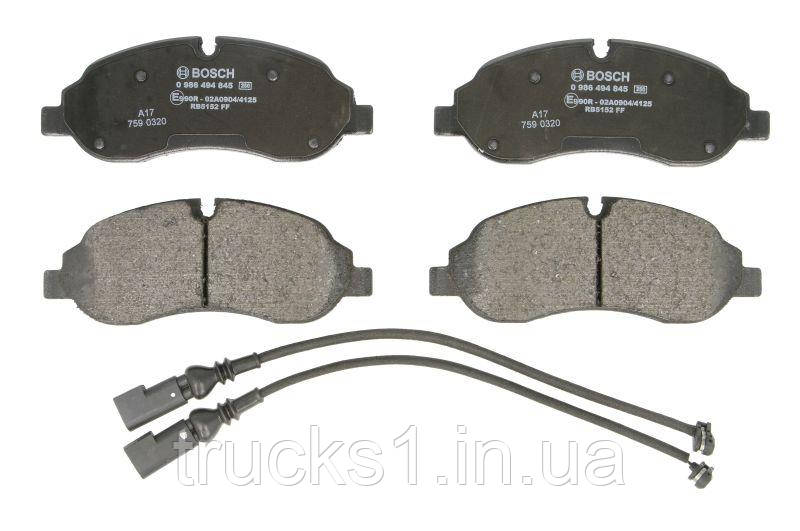 Колодки гальмівні (передні) Ford Tourneo Custom/Transit Custom/Transit V363 12- (+датчики) (спарка) 0 986 494, фото 1