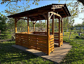 Дерев'яна альтанка 2 на 3 м, розбірна (на 10-12 осіб) "Хуст"