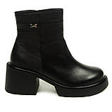 Черевики чорні жіночі із замком шкіряні всередині байка на товстій підошві Mida 220215(1) розмір 36, фото 4