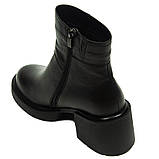 Черевики чорні жіночі із замком шкіряні всередині байка на товстій підошві Mida 220215(1) розмір 36, фото 5